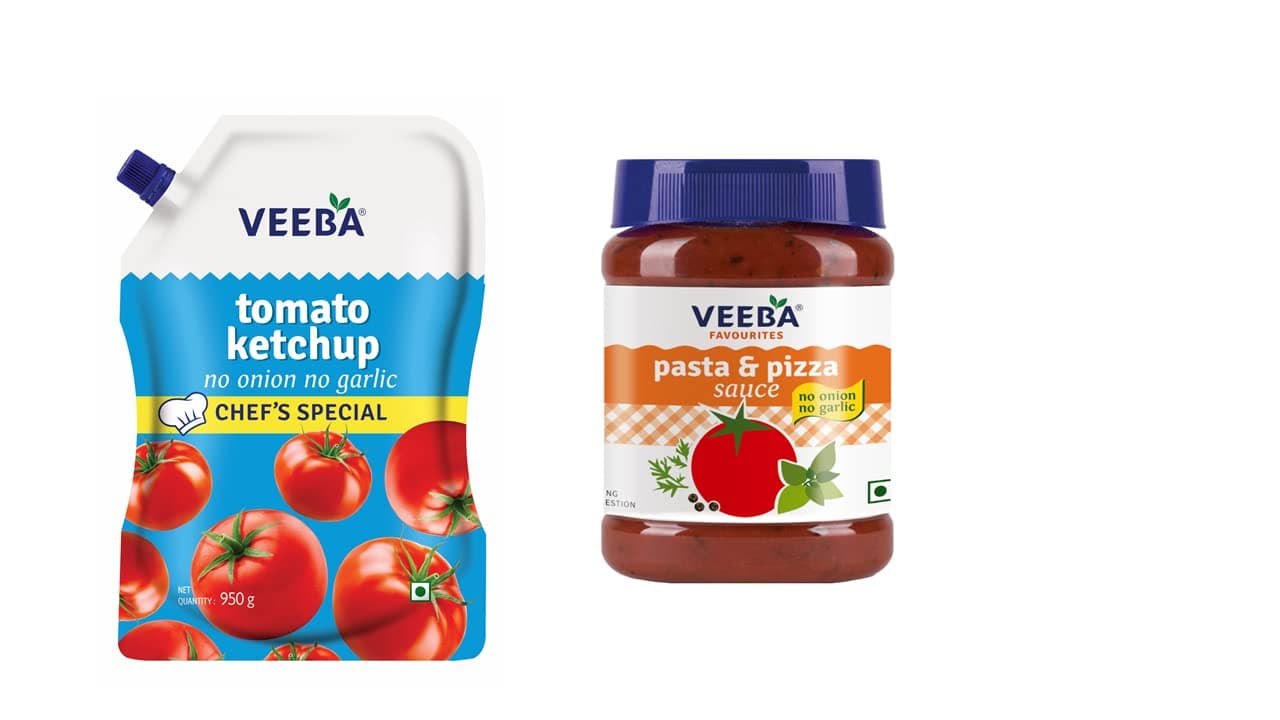 VEEBA Pasta and Pizza Sauce - No Onion No Garlic, 280Gram, Tomato Ketchup - No Onion No Garlic Chef's Special (900Gram)