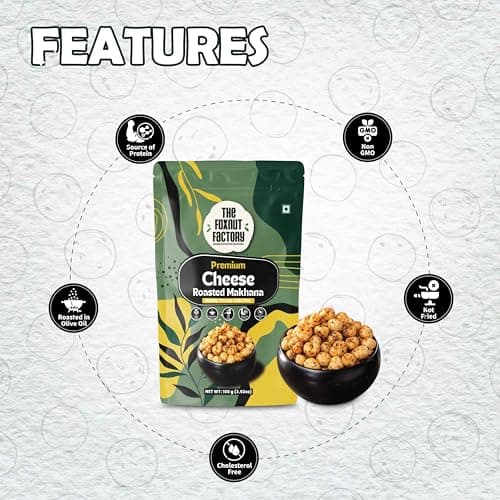 The Foxnut Factory Cheese Roasted Makhana 100g (3.53oz) – Crunchy and Tasty Fox Nuts (Lotus Seeds), Ready-to-Eat, Gluten-Free Vegetarian, Plant Based, Not Fried Healthy travel friendly Snack Brand: The Foxnut Factory — image 3