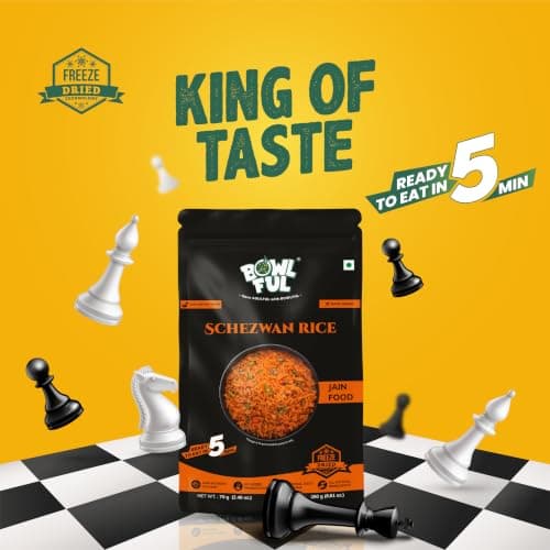 Bowlful Jain Schezwan Rice | Ready-to-Eat Meal | No Onion No Garlic | Spicy Indo-Chinese Rice | Natural Ingredients | 70g Net Weight (250g After Rehydration) | Pack of 3 | No Added Preservatives & Colours | Microwaveable — image 7