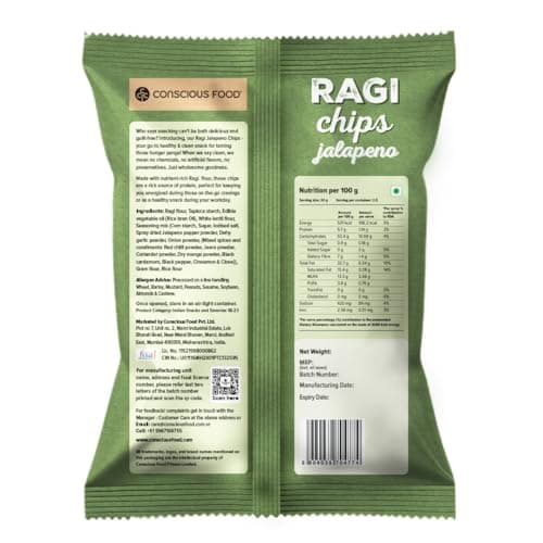 Conscious Food Ragi Chips | 50g | Wholesome & Crunchy Snack | Made with 100% Natural Ragi | Gluten-Free & Preservative-Free | High Fiber | — image 2