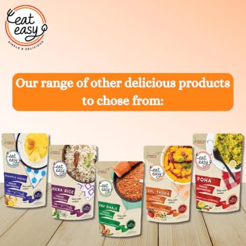 Eat Easy Ready To Eat Jain Misal, 90gm of 1 Pack, Instant Food, Indian Meal, Travel Food, No Preservatives, No Added Artificial Colours & Flavours, Just Add Water and Cook (Pack of 4) — image 6