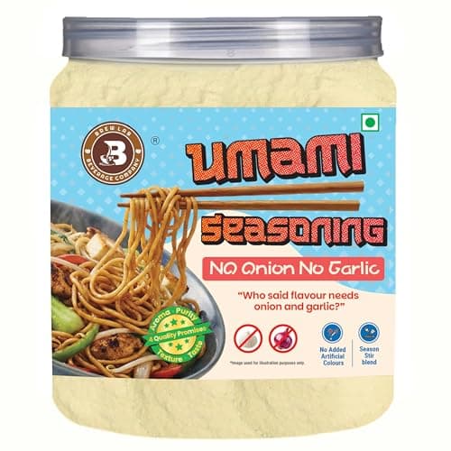 Brew Lab No Onion No Garlic Umami Masala | Jain & Satvik Friendly Asian Seasoning for Noodles, Fried Rice, Soups & Stir-Fries | High Umami Taste | 250g
