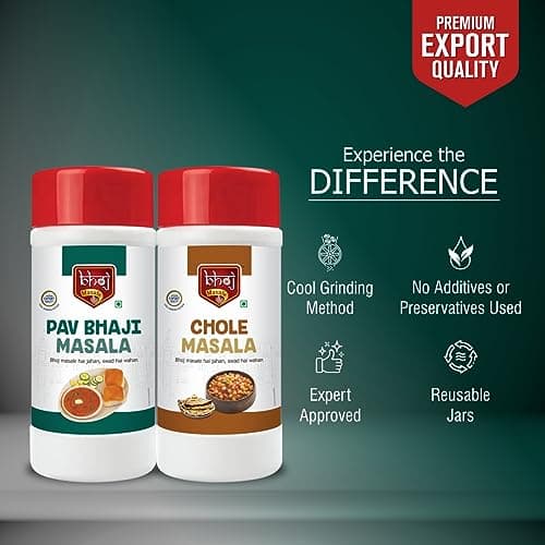 Bhoj Masale Pav bhaji And Chole Masala Powder Combo Pack Net 450GM Each Gross Total 1kg (Net 0.9kg) | Aromatic Spice for Flavorful Indian Cooking | For Flavorful Cooking | No Artificial Flavor Added | No Onion and No Garlic added (Jain Friendly) — image 3