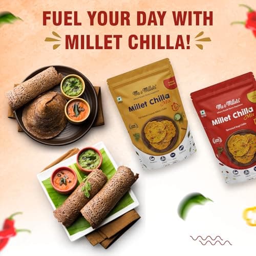 ME & MILLETS Sprouted Ragi Chilla & Foxtail Millet Chilla Mix Combo (150gX2) - Chatpata & Indian Masala, No Preservatives, Natural Healthy Protein & Fiber-Rich Breakfast For Family (Jain Friendly) — image 8