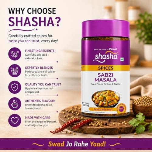 Shasha Sabzi Masala 100g - Spice Mix for Vegetables, Free from Onion & Garlic - Authentic Taste of Indian Spices — image 8