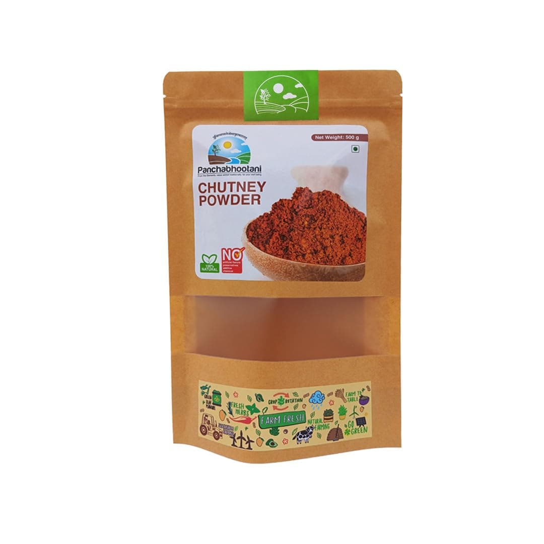 Panchabhootani Chutney Powder 500g| Savour as Dip or Chutney, Sprinkle Over Dosa & Idly, Long-Shelf Life, No Garlic & Onion, No Added Preservatives & Colour, Handpicked Lentil & Red Chilies