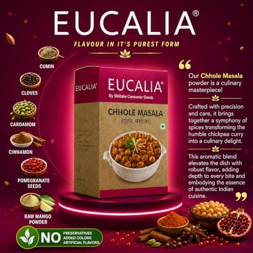 EUCALIA SATTVIK (No Onion No Garlic) Masala Range | Curry Powder (Sabji Masala), Biryani Masala, Garam Masala & Chhole Masala Combo (50g Each)| No Preservatives, No Added Colours, No Artificial Flavours — image 8