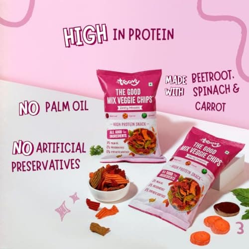 Troovy Mixed Chips | No Maida, No Palm Oil | Tasty & High Protein | Mix Veggie | Ragi | Moong (70g, Pack of 6) — image 2