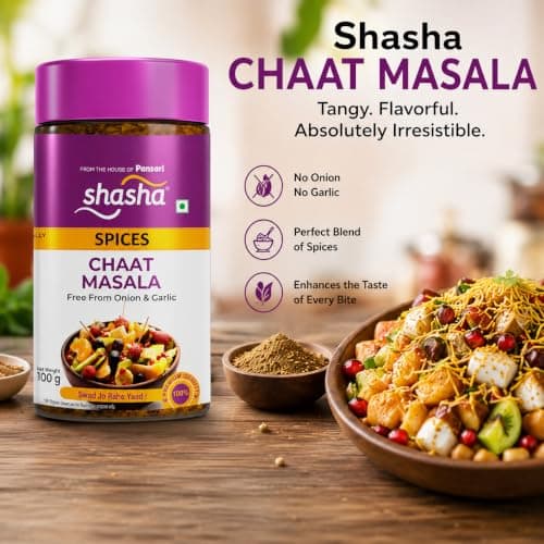 Shasha Chaat Masala 100g - Spice Mix for Tangy and Flavorful Chaat - No Onion or Garlic - From the House of Pansari — image 2
