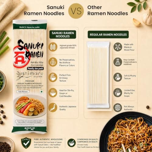 Ishimaru Premium Sanuki Ramen Noodles - 300g | Made in Japan | Highest Grade 100% Japanese Wheat | No Maida, No Preservatives, Not Fried but Dried, No MSG — image 6