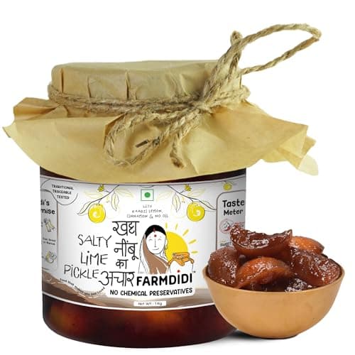 FarmDidi Salty Lemon Pickle 1 kg in Fresh | Homemade Oil-Free Nimbu ka Achar with No Onion or Garlic | Traditional Lemon Sour Pickle | Grandma’s Taste, Indian Homemade Achar