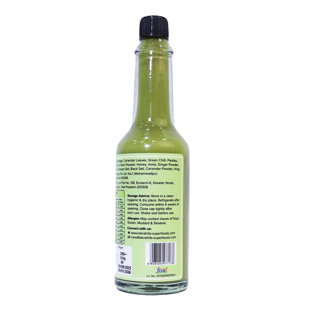 TatvaHills Superfoods INDYan Harita Green Chilli Herb Sauce | Fresh Coriander & Green Chilli Condiment | Spicy Herbal Dip for Momos, Snacks & Marinades | Preservative Free | 60g — image 6