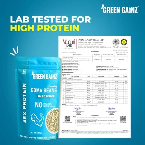 Green Gainz Roasted Edamame Salt n Pepper Flavour 100gm | Healthy Namkeen Snacks | Vegan | High Protein Snack | Weight Loss Friendly | No Palm Oil | Roasted, Not Fried — image 3