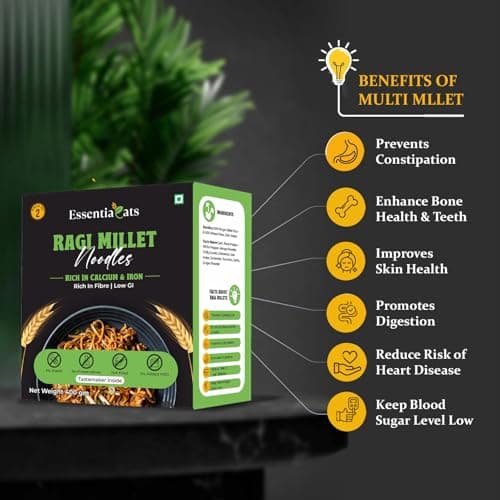 Essentiaeats Ragi Millet Noodles Includes Tastemaker 400g Pack of 2, No Maida Not Fried No Preservatives No MSG Healthy Hakka Noodles Ready to Cook — image 5