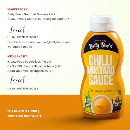 Betty Bee’s Chilli Mustard Sauce (200g) – Spicy, Tangy & All-Natural | Home-styled Indian Fusion | Vegan | Perfect with Snacks & Grills — image 8