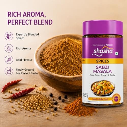 Shasha Sabzi Masala 100g - Spice Mix for Vegetables, Free from Onion & Garlic - Authentic Taste of Indian Spices — image 4