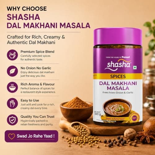Shasha Dal Makhani Masala 100g - Spice Mix for Rich and Creamy Dal Makhani - No Onion or Garlic - From the House of Pansari — image 7