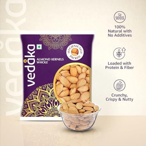 Amazon Brand - Vedaka Almonds | 200 g | California Almonds | 100% Natural Badam Giri | Rich In Protein & Dietary Fiber | Crunchy Texture & Delicious Nutty Flavour | No Added Preservatives — image 5