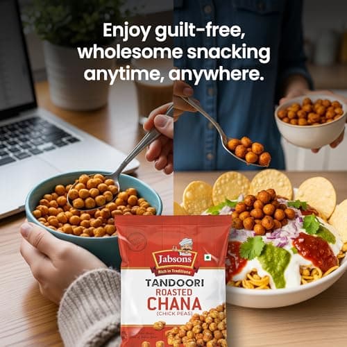 Jabsons Roasted Chana Tandoori Flavour - 140gm With No Onion & Garlic | Desi Roasted Namkeen Snacks| Gluten-Free Crunchy Protein Snack | Tandoori Bhuna Chana - Ready to Eat — image 8