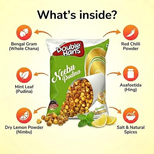 DOUBLE HANS Nimbu Pudina Roasted Chana, Lemon Mint Flavoured, 500gm — image 4