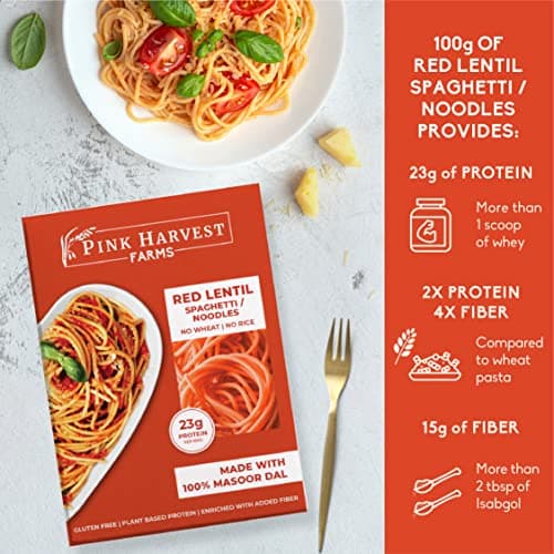 Pink Harvest Farms Red Lentil Spaghetti Noodles | No Rice - No Maida | Vegan | Gluten Free | High Protein | 200gm Pack — image 4