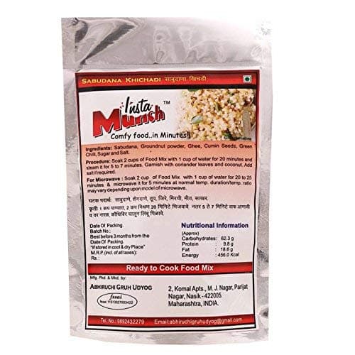 Instamunch Instant Sabudana Khichdi Mix (Fasting Upwas Snack) | Ready to Cook Vrat Meal | Gluten-Free Tapioca Pearls Premix | 1 Pack — image 2
