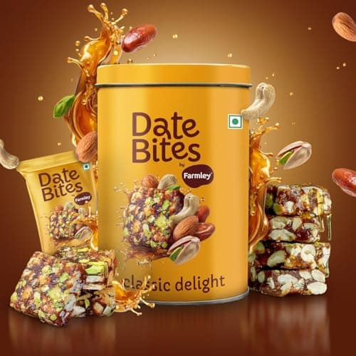 Farmley Date Bites I Dates Barfi Made with Dates, Pista, Cashews, Almonds, Honey and Pure Ghee I Dry Fruits Nuts, Healthy Snacks Sweets,Gluten Free, No Added Sugar (200g, Dates Bites Jar) — image 4