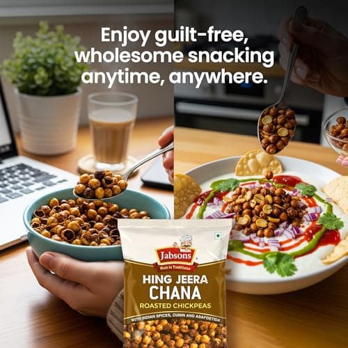 Jabsons Roasted Chana Hing Jeera | Contains Black Chana, Chilli Powder, Indian Spices for Flavour | 100% roasted | Gluten-Free Crunchy Protein Snacks | Bhuna Chana Masala with Iodized Salt | No Onion No Garlic | 150g — image 8