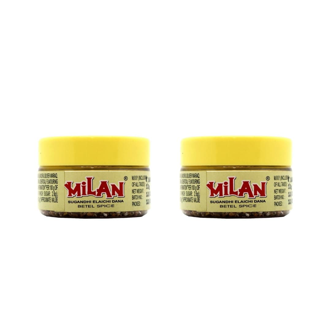 MILAN ELAICHI DANA - 2 Containers - With Silver Waraq - Fresh & Fragrant - Sweetens your mouth & cleans your breath - Convenient pack - — image 2