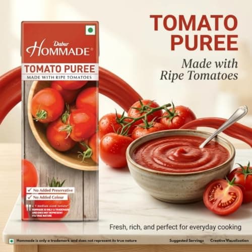 Dabur Hommade Tomato Puree : Made from Ripe Tomatoes with No Added preservatives - 200 gm — image 3