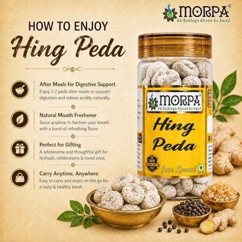 MORPA Hing Peda (Asafoetida Digestive Candy) Traditional Indian Mouth Freshener Aids Digestion and Refreshes Breath Premium Quality Jain Special 100% Veg — image 6