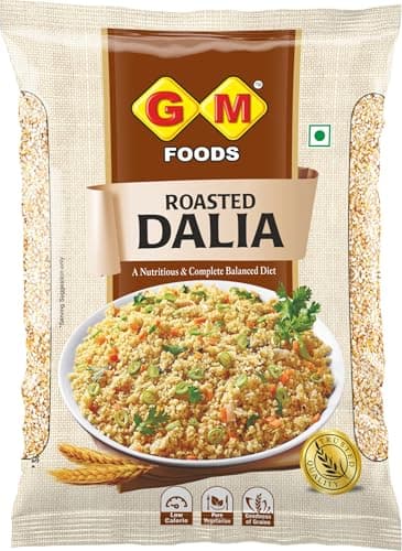 GM Foods Roasted Dalia 500 Gram | Daliya/Broken Wheat | Quick & Instant Healthy Meal for Breakfast | High in Fiber, Protein & Essential Nutrients | Easy to Cook | No Added Colours & Preservatives