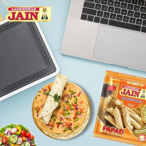 Aadeshwar Jain Moong Papad | Light Masala | Authentic Indian Crispy Papad | Tangy Masala Flavour | Spicy Indian Snack | Ready-to-Serve Crispy Papads (400Gram) — image 6