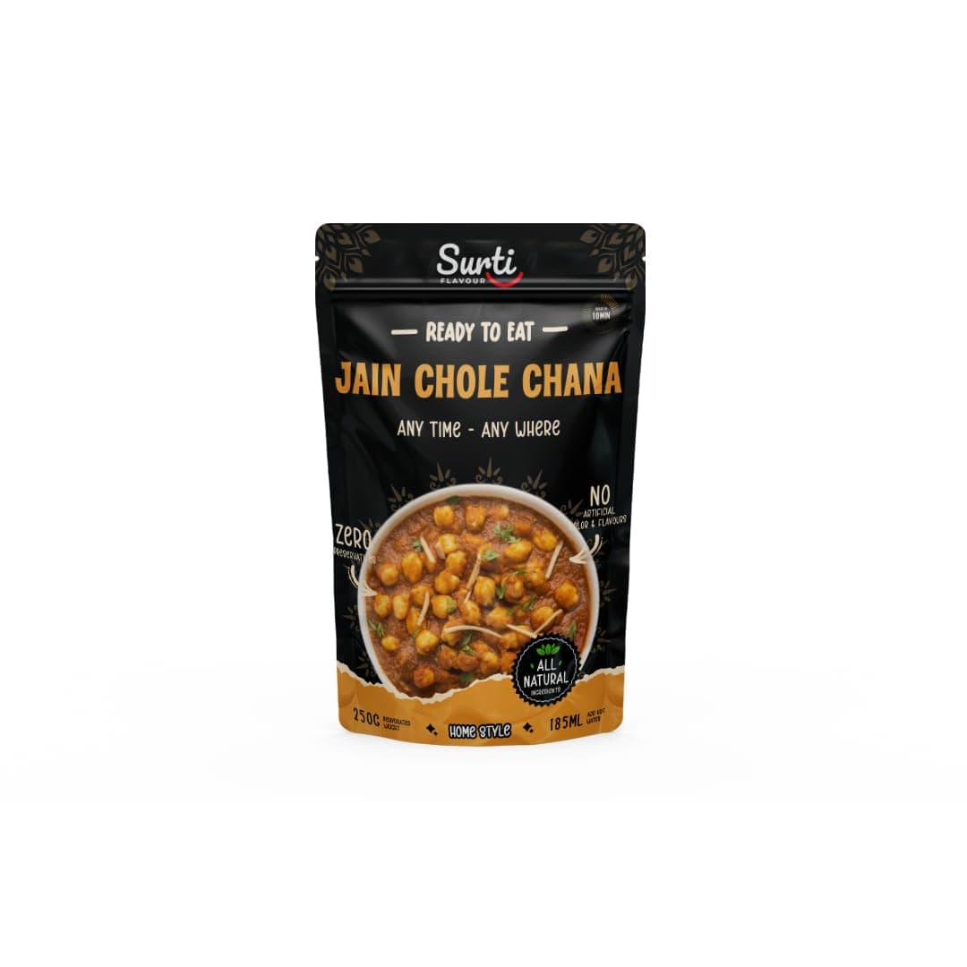 Surtiflavour Authentic Jain Chole Chana, Instant Ready-to-Eat, 250 gram, Gluten-Free, Preservative-Free, Vegetarian (Pack of 1)