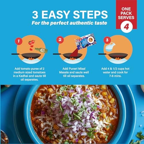 Bhojan Bazaar Jain Puneri Misal Masala 70 g | No Onion No Garlic Ready To Cook in 10 min | Serves 4 | Authentic Puneri Taste Jain Masala with Sprouted Moth Beans | No Added Preservatives — image 4