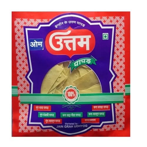 Om Uttam Papad Katran, Traditional Indian Crispy Snack Chips, Moong Flour Based, 1kg