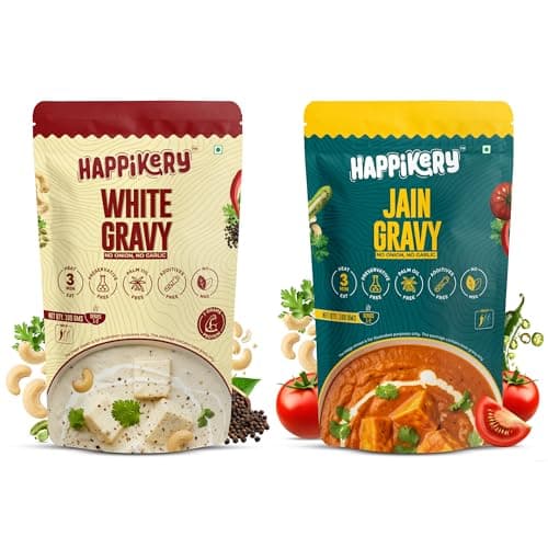Happikery Royal Jain Twin Combo- White Gravy 100gm & Jain Gravy 100gm | No Preservatives | Quick & Easy Curry Mix | Ready To Eat in 3 Minutes