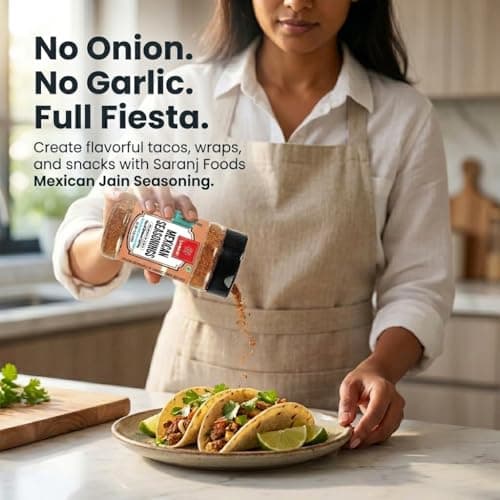 SARANZ Jain Mexican Seasoning | All-Purpose No Onion No Garlic Mexican Spice Mix | For Burritos, Quesadillas, Rice Bowls, Nachos, Fajitas and Pasta | Vegan, Gluten-Free, Dairy-Free | 100g — image 4
