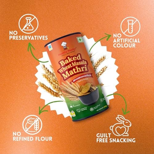 Healthy Master Baked Wheat Masala Mathri 250g | No Maida | No Palm Oil | Crispy Crunchy Healthy Snack | 100% Wheat | Namkeen Mathi — image 3