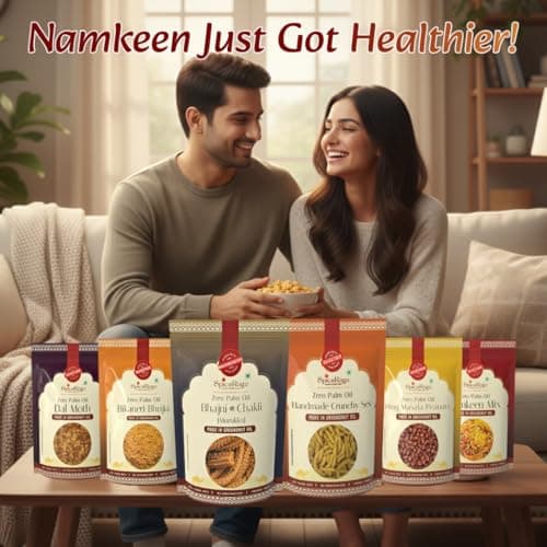 SpiceRaga | Bikaneri Bhujia, Dalmoth, Mix Namkeen, Hing Masala Peanuts, Bhajni Chi Chakli, Crunchy Sev (Pack of 6)| Made With Pure Groundnut Oil | No Palm Oil | No Trans Fat | Indian Snacks Combo | Total 920g | — image 2