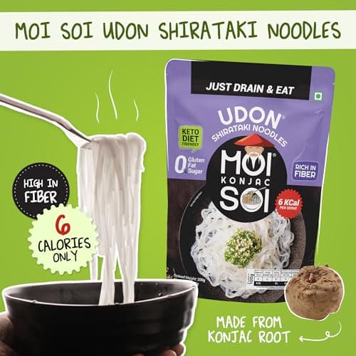 MOI SOI Shirataki Udon Noodles, 250g | Low Carb 6Kcal Only | Keto Friendly | Gluten Free | Vegan Friendly | Good for diabetics | Low Calorie Konjac Miracle Noodles | Fat-Free | Ultra-Low Calorie Konjac Miracle Noodles — image 3