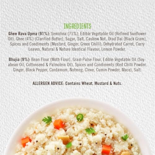 MOM - Meal of the Moment, Ghee Rava Upma with Bhujia, 75g (Pack of 5) - Ready to Eat | Instant Food | No Added Preservatives — image 3