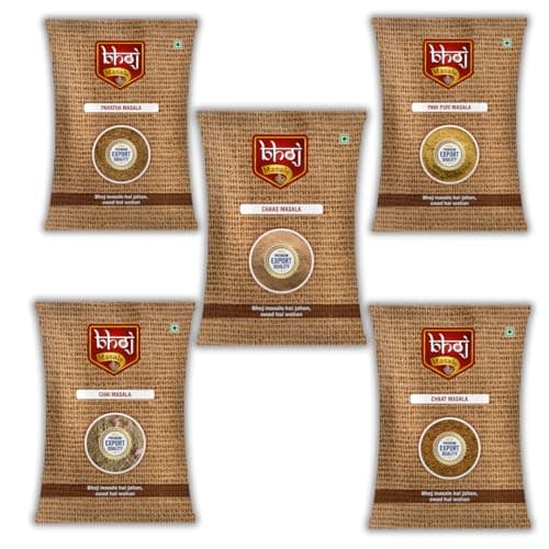 Bhoj Masale Chai, Chaas, Chaat, Paratha And Panipuri Masala Powder Combo Pack 200GM Each, Gross Total 1 KG | Top Up Jain Masale For Kitchen — image 7