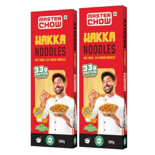 MasterChow Chinese Veg Hakka Noodles - Pack of 2 | No Preservatives | No Maida, Not Fried | Serves 10 Meals - 600gms