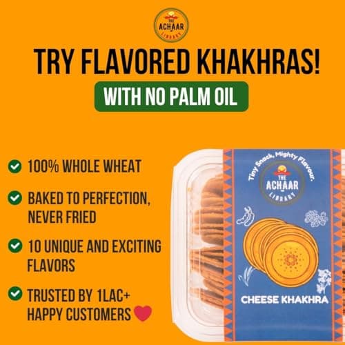 Methi & Achari Mini Khakhra Combo Pack Of 2 by THE ACHAAR LIBRARY | Whole Wheat Crisps | Bite-Sized | (180 grams each, Pack of 2) — image 5