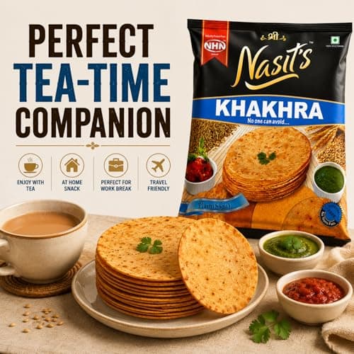 Nasit's Khakhra, Crispy Roasted Gujarati Snack, Multiple Flavors, Tea-Time Ready to Eat, 200g (Chilli Coriander) — image 4