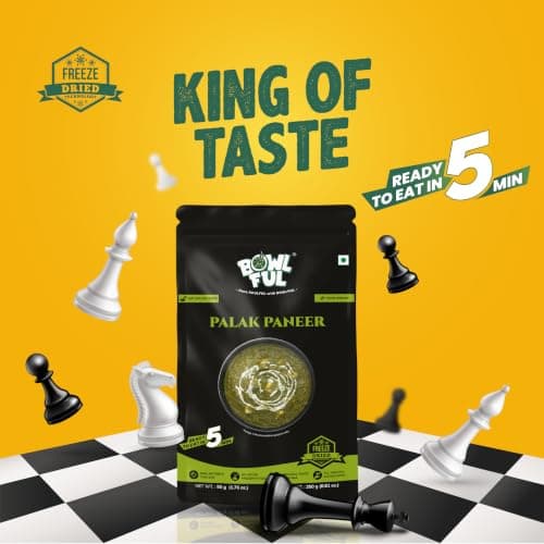 BowlFul Palak Paneer, 50 GMS, Creamy Spinach Based Gravy with Cottage Cheese and No Onion or Garlic | Pure Natural, Freeze Dried Food (Pack of 3) — image 8