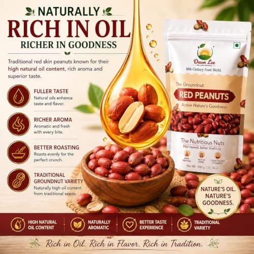 Dawn Lee Raw Desi Red Peanuts | Mildly Roasted | High Protein & Fiber | Groundnut | Moongfali | Sing Dana | Premium Fasting Snack for Navratri, Ekadashi | Non-GMO | Resealable Kraft Bag – 400g — image 3