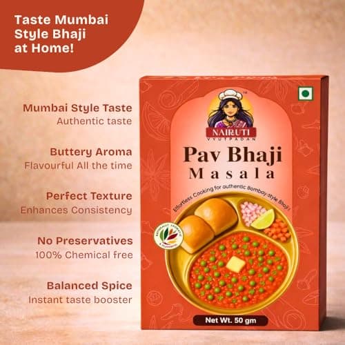 Nairuti Vyutpadan PavBhaji Masala (Jain Friendly) 50g | No Onion No Garlic | Mumbai Street Style Pav Bhaji Spice Mix | Rich Aroma | No Preservatives | Premium Blend — image 2