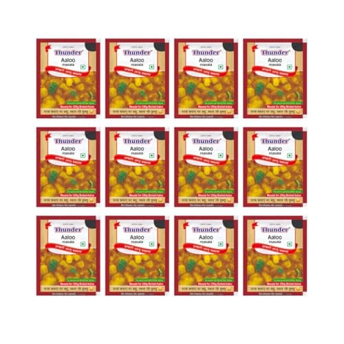 Thunder Aaloo Masala 10g Sachet, Complete Recipe Spice Mix For Achari Aloo/Dry Potato Sabzi, No Onion No Garlic, Balanced Spices, Pack of 12